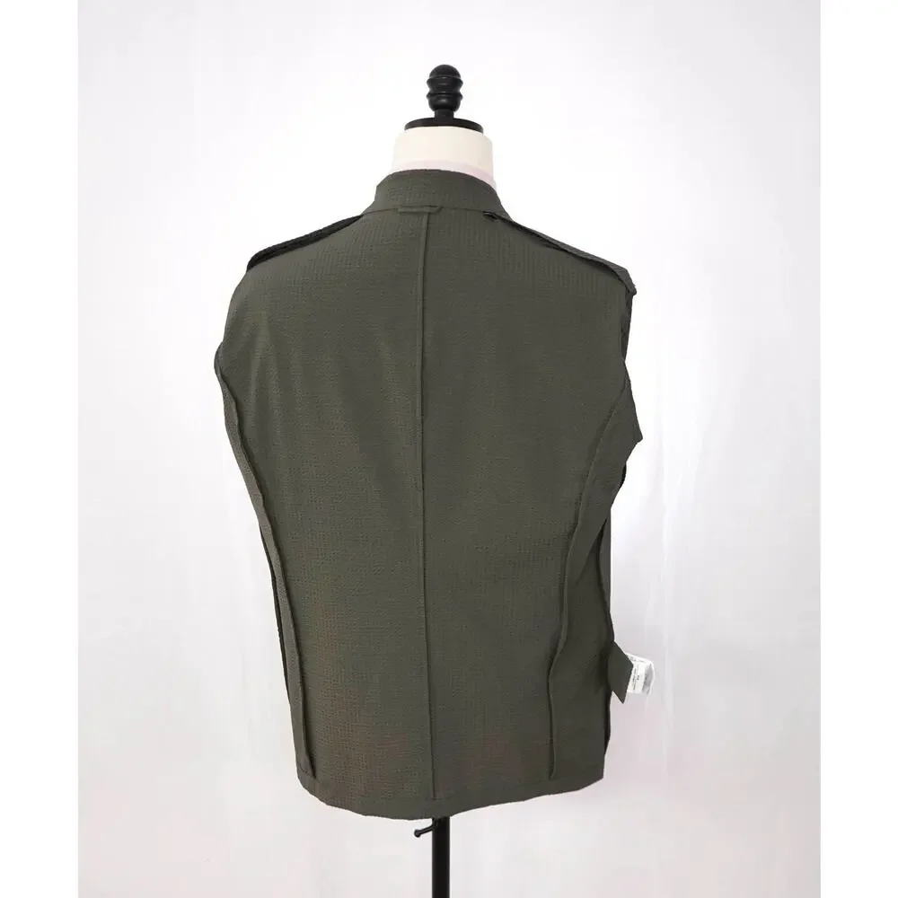 $895 EMPORIO ARMANI - Dark Green Seersucker Blazer - 40